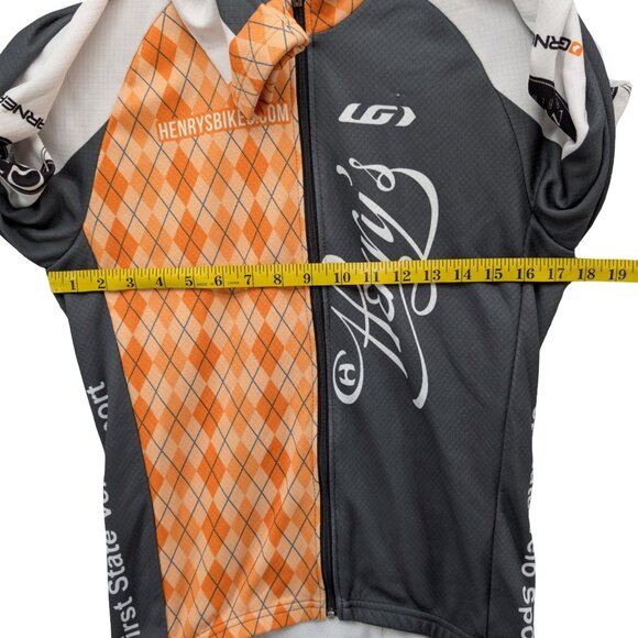 Louis Garneau Cycling Shirt Mens Orange Multi Full Zip Mock Neck Pockets Size M - Picture 7 of 10